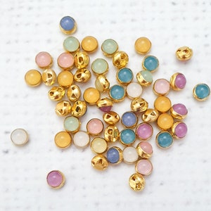 4mm mini SORBET Matt faux pearl GOLD colour metal Tiny colour Gem button Sewing Craft Doll Clothes Making   bjd UK Shop