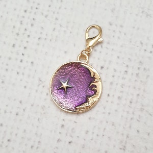 Étoiles et lune Zipper Charm, Star Charm, New Moon Clip, Stitch Marker, Notebook Charm, Diary Charm, Purse Accessories, Purse Charm, UK Shop image 6