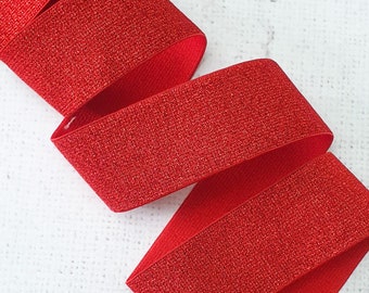 1.5 inches / 38mm METALLIC RED Elastic band waist band elastics , Soft elastic Sewing dressmaking UK shop