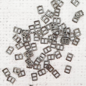 GUNMETAL colour 4mm RECTANGLE mini doll buckle 4mm Tiny doll Buckles slider Sewing Craft Doll Clothes Making   bjd UK Shop