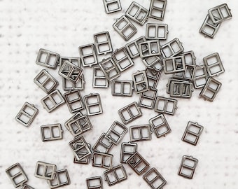 GUNMETAL kleur 4mm RECHTHOEK mini pop gesp 4mm Tiny pop Buckles slider Naaien Craft Doll Kleding Maken bjd UK Shop