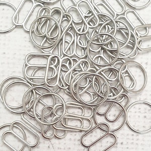 15mm SILVER colour Bra rings and sliders - 15mm, 5/8&quot; metal alloy rings slider, perfect for bra making, camisoles,1  sets (total 4 pieces)