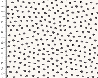 Black Dot on off White - Cotton Jersey by quarter metre cotton jersey dressmaking UK Shop