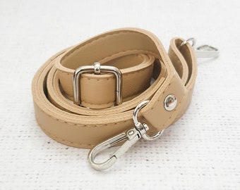 BEIGE / SILVER Adjustable PU leather bag straps 75cm - 138cm adjustable purse handle Replacement Strap, crossbody bag strap, uk Shop