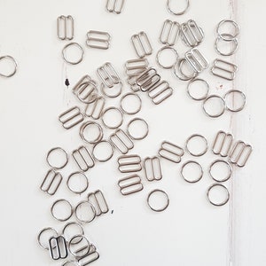 10mm SILVER colour Bra rings and sliders - 10mm, 3/8&quot; metal alloy rings slider, perfect for bra making, camisoles,1  sets (total 4 pieces)