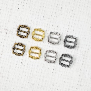 12mm (7mm internal) Mini Buckles ANTIQUE style slider doll buckle gold, silver, bronze & gunmetal Doll Clothes Making   UK Shop