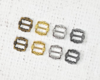 Mini fibbie da 12 mm (7 mm interni) Fibbia per bambole con cursore stile ANTICO in oro, argento, bronzo e canna di fucile Realizzazione di vestiti per bambole Negozio nel Regno Unito