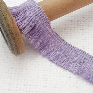 Cinta de flecos de viscosa sedosa con pincel de 2,5 cm / 1'' de ancho, color morado lila, para confección de vestidos, tapicería, estilo retro, Reino Unido (n.º 8)