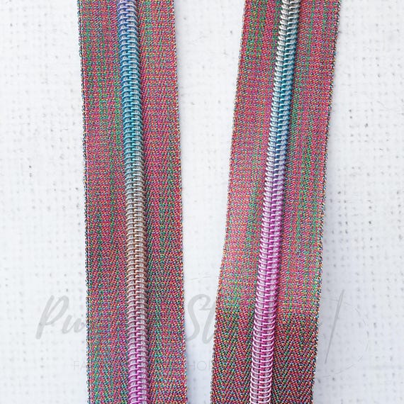 1 metro 5# Nastro con cerniera arcobaleno Denti in nylon con tirazip Vestiti Giacca Zaino Cerniere colorate Cursore Testa Accessori per cucire ZT916 Colored No5