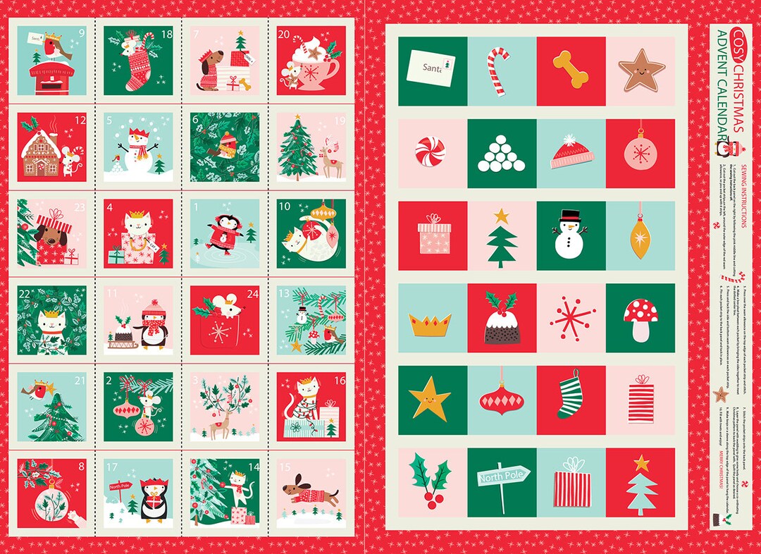 Cosy Christmas Advent Calendar Panel Dashwood Studio 100 Cotton