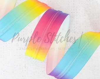RAINBOW Zipper Tape with Rainbow Coil Teeth | Zipper by the Metre | Size 5 / #5 Nylon Zip  | Sold by Metre | UK Shop