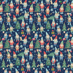 Moonlight Gnome Dance - Naughty & I Gnome It - Dear Stella Fabrics, Modern Christmas Winter Stoff 100% Baumwolle Fat Quarter, UK Shop