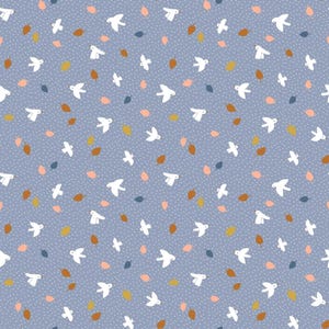 Little Bird in Shadow Blue - Cotton Poplin, by quarter metre 100% cotton dressmaking poplin UK Shop
