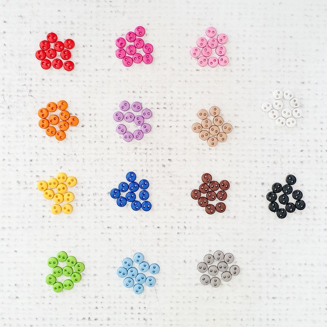 3mm Super Mini Round Plastic Buttons, in 12 Colours, Tiny Buttons ...