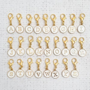 WHITE Alphabet Zipper Charm, Initials Charm, Stitch Marker, Notebook Charm, Diary Charm, Purse Accessories, Purse Charm, UK Shop