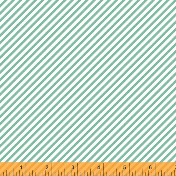 Aqua Diagonal Stripe - Cora - Tessie Fay - Windham Fat Quarters 100% coton courtepointe couture Sally Kelly UK Shop 52364-2