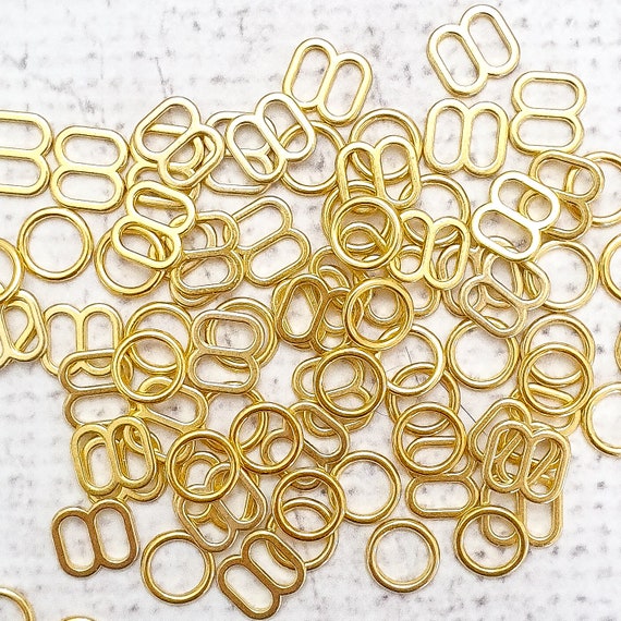 6mm GOLD Colour Bra Rings and Sliders 1/4 Inch Metal Alloy Rings