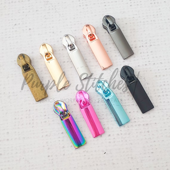 Metal Zip Slider With Rectangular Zipper Pull 5 Zip Slider for Size 5 Bag  Zip, Gold, Silver, Gunmetal, Rainbow, Rose Gold UK Shop 