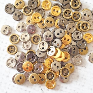 7mm ROUND 2 holes 7mm metal buttons, metal Tiny button 7mm Sewing Craft Doll Clothes Making   bjd UK Shop