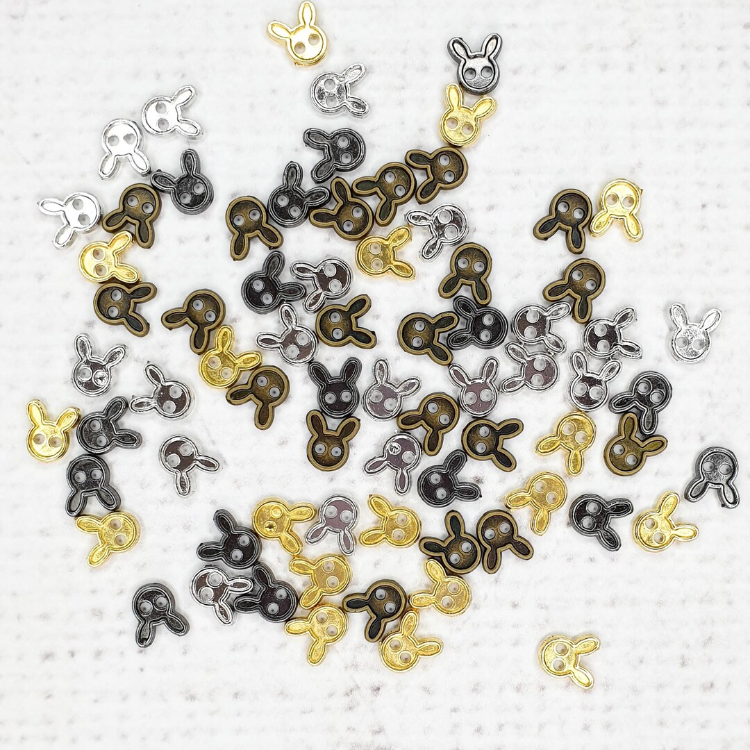 7mm Mini Bunny Rabbit Mini Metal Button Tiny Button Rabbit Button Bunny ...