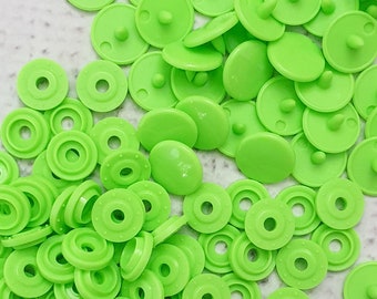 GENUINE KAM Snap Bright Green Gloss KAM snaps - Size 16 / T3 / 10.7mm Plastic Snap Poppers polyacetal resin snaps fastening B50 Bright Green