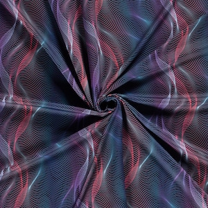 Wavelength Black - Sportswear Jersey, Spandex, polyester spandex, spandex, dancewear, Sports Jersey dressmaking by quarter metre  UK Shop
