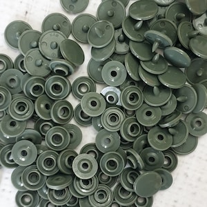 ECHT KAM Snap Khaki Grün Glanz KAM Druckknöpfe - Größe 16 / T3 / 10.7mm Kunststoff Snap Poppers Polyacetal Harz Druckknöpfe Befestigung B9 Khaki Grün