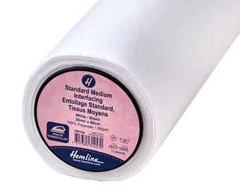 Standard Medium Iron-on Interfacing (HN104)  White - Hemline,  by the metre Clothes Home Decor Collars Plackets UK Shop