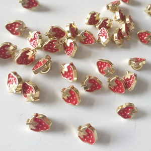 RED and GOLD colour Strawberry button metal Tiny shank button 5 mm Sewing Craft Doll Clothes Making  bjd UK Shop