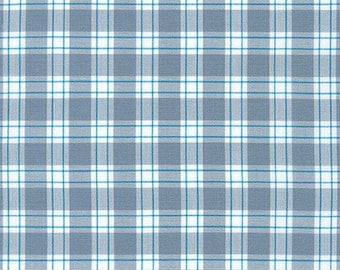 Plaid bleu requin - Tissus pour fenêtre de cuisine Elizabeth Hartman 100 % coton tissé carreaux / plaid / tissé Vichy courtepointe couture couture Royaume-Uni