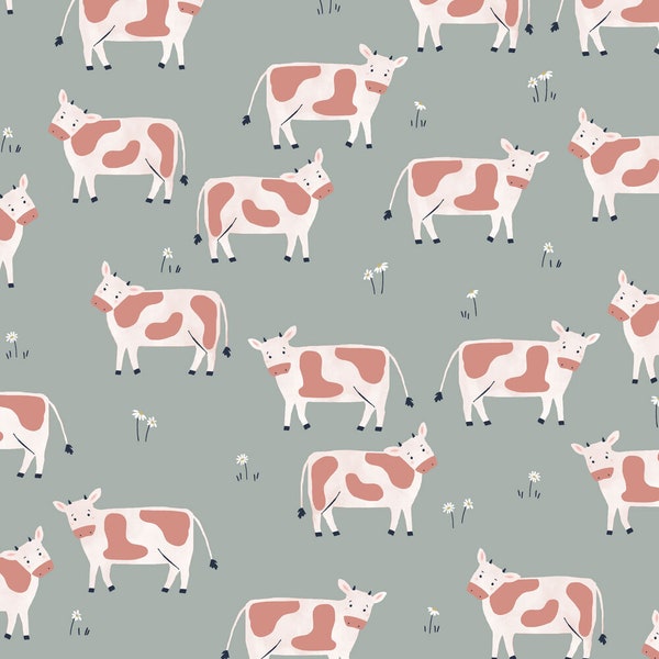 Cows Grey - Farm Days - Kate Jones - Dashwood Studio Fat Quarters 100% cotton quilting dressmaking UK Shop