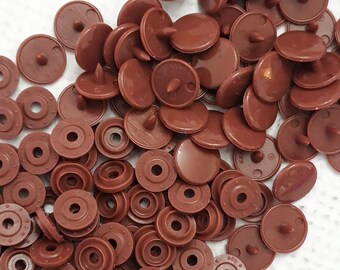 GENUINE KAM Snap Reddish Brown Gloss KAM snaps Size 16 / T3 / 10.7mm Plastic Snap Poppers polyacetal resin snaps fastening B26 Reddish Brown