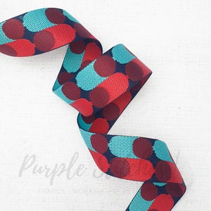 2 inches / 50mm BLUE & RED woven Circle Nylon bag webbing thick bag strap heavy duty webbing basket weave webbing belts bag making UK
