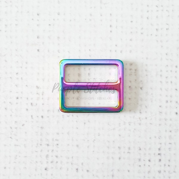 Iridescent Rainbow 1" / 25mm slider, metal tri glide, bag purse strap adjuster connector buckle triglide slide UK shop