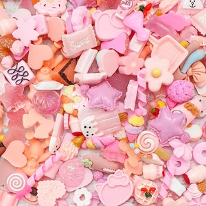 RÓŻOWY Kawaii Asortyment Żywicy Płaski Żywica Kaboszon Ozdoba Decoden Craft Karta Kokarda Domek dla lalek Miniatura Jedzenie DIY UK Sklep