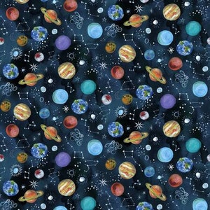 Multi Space - Aquarius - August Wren - Dear Stella Fabrics Fat Quarters 100% cotton quilting dressmaking nursery UK Shop