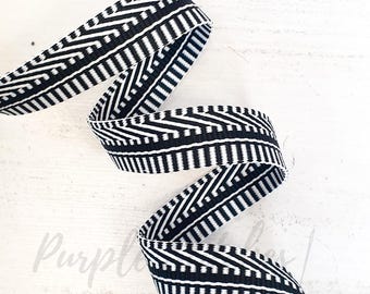 1 inches / 25mm BLACK mix Stripe woven Nylon bag webbing thick bag strap heavy duty webbing basket weave webbing belts bag making UK shop