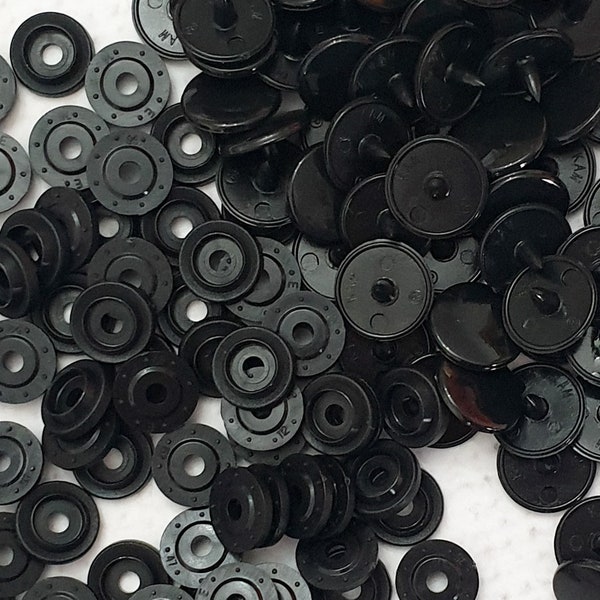GENUINE KAM Snap Black Gloss KAM snaps - Size 16 / T3 / 10.7mm Plastic Snap Poppers polyacetal resin snaps fastening B5 Black