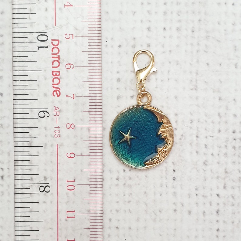 Étoiles et lune Zipper Charm, Star Charm, New Moon Clip, Stitch Marker, Notebook Charm, Diary Charm, Purse Accessories, Purse Charm, UK Shop image 3