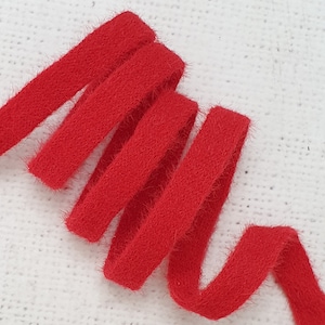 12mm RED faux fur hairy ribbon, tubular ribbon, hair bow, fluffy ribbon, hairy ribbon - by the metre UK shop