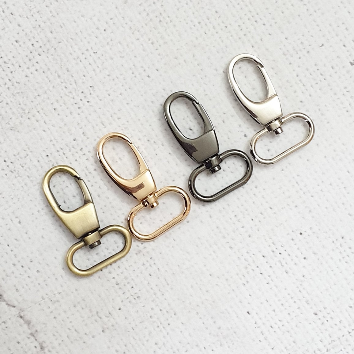 D Rings and Swivel Hooks in Black Rose Gold Gold Silver 