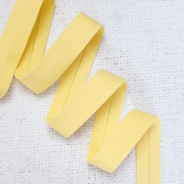 20mm / 3/4 » pouces LEMON YELLOW Jersey Knit Binding Tape, 100% Cotton Single Fold Jersey Binding, by the metre UK shop Colour 79