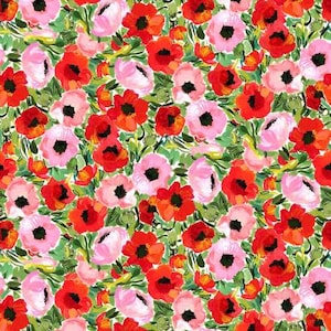 Red Poppy Field - August Wren - Dear Stella Fabrics Fat Quarters 100% cotton quilting dressmaking nursery UK Shop