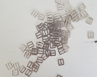 ZILVEREN kleur 8 mm (6 mm inwendig) rechthoek minipop gespen schuifregelaar 6 mm naaien ambachtelijke poppenkleertjes maken bjd UK Shop