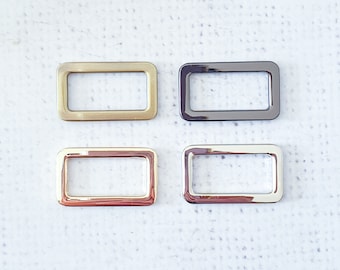 Anelli rettangolari piatti in lega metallica da 1"/25 mm, oro chiaro, argento, canna di fucile e ottone anticato, negozio di fornitura di anelli rettangolari per la realizzazione di borse nel Regno Unito