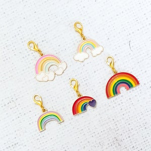 Rainbow Zipper Charm, Rainbow Charm, Balloon Clip, Stitch Marker, Notebook Charm, Diary Charm, Purse Accessories, Purse Charm, UK Shop
