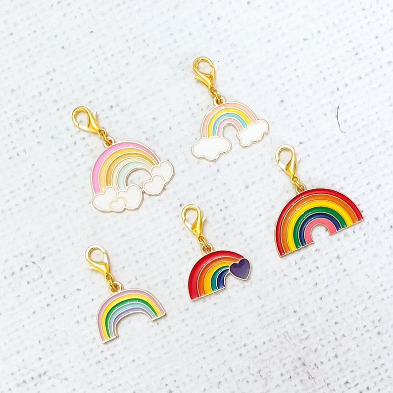 Rainbow Zipper Charm, Rainbow Charm, Balloon Clip, Stitch Marker, Notebook Charm, Diary Charm, Purse Accessories, Purse Charm, UK Shop image 1