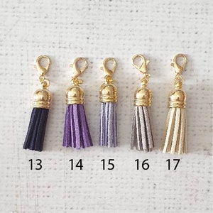 Tassels Zipper Charm, Faux Suede Tassel Charm, Tassel Clip, Stitch Marker, Journal Charm, Accessoires de sac à main, Purse Charm, UK Shop image 6