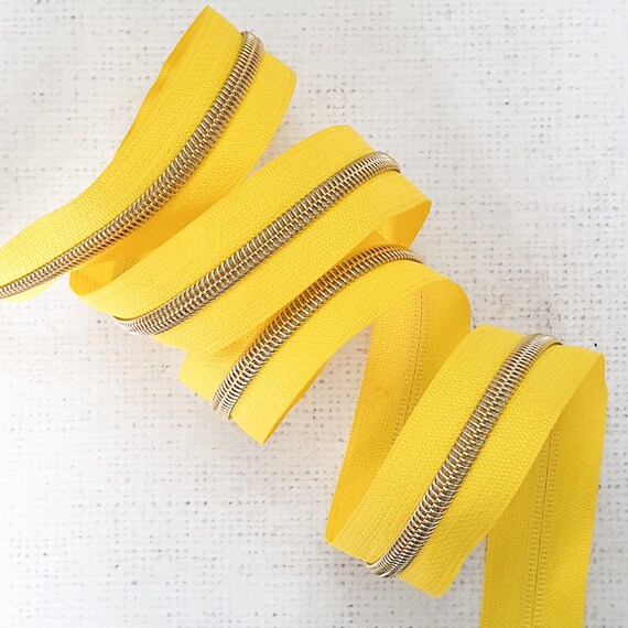 Yellow Zipper Tape With Light Gold Colour Coil Teeth 5 Zip Etsy
