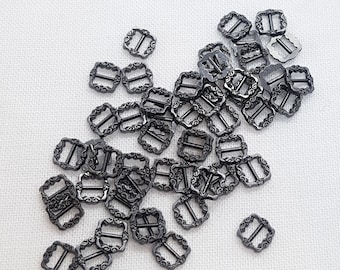 Gunmetal kleur 5mm (interne 3,5 mm) Mini gespen ANTIEKE stijl gesp slider pop gesp naaien poppenkleding bjd UK Shop